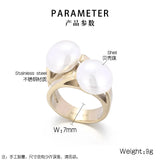 Elegant Shell Simulated Pearl Rings for Women