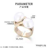 Elegant Shell Simulated Pearl Rings for Women