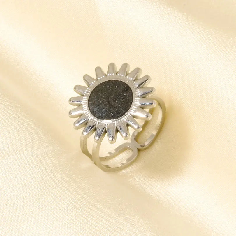 Elegant Ring Enamel Stainless Steel Rings For Women Men Accessories Flower Plant Jewelry Real Gold