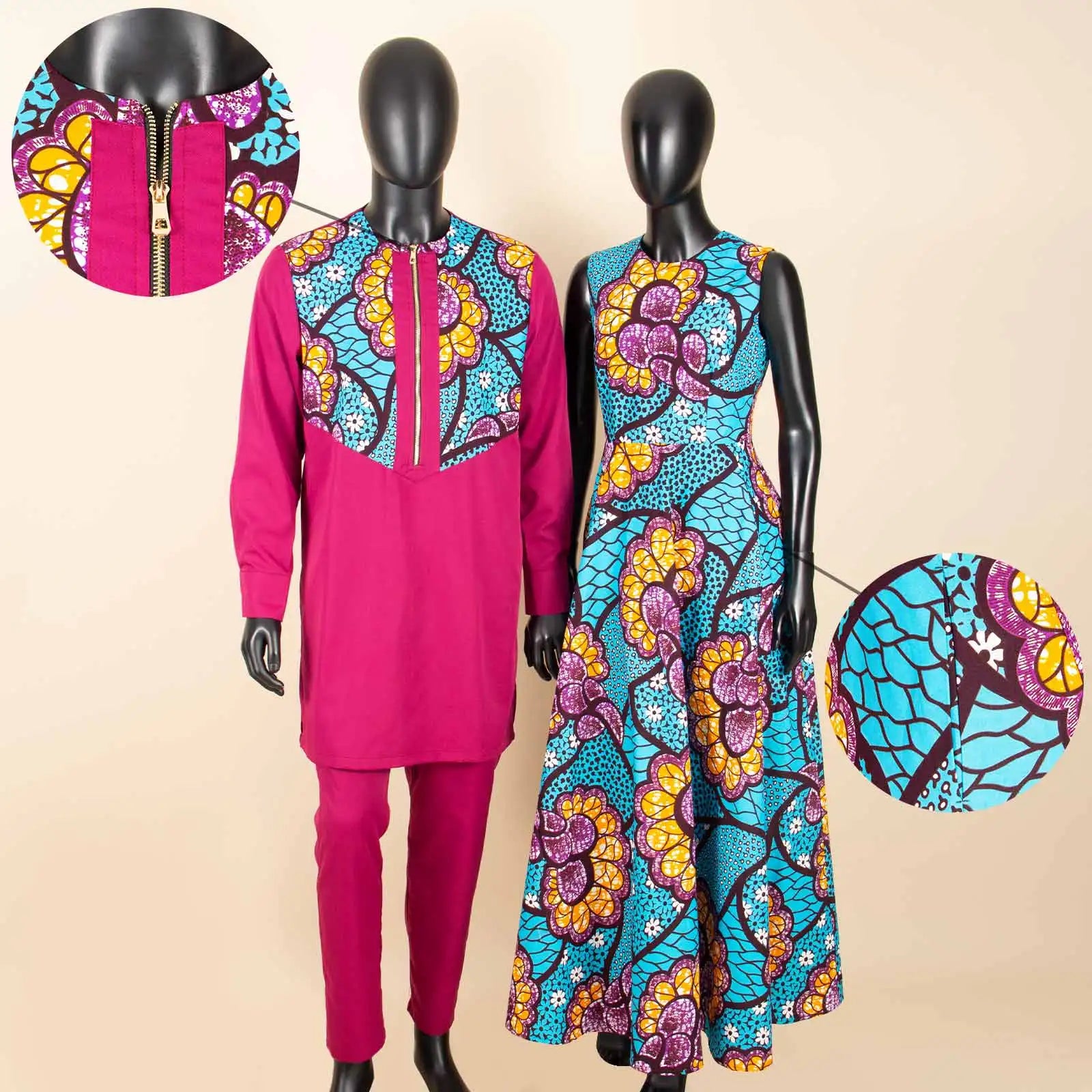 African Dresses for Matching Couple Outfits for Party Vestidos Y23C067