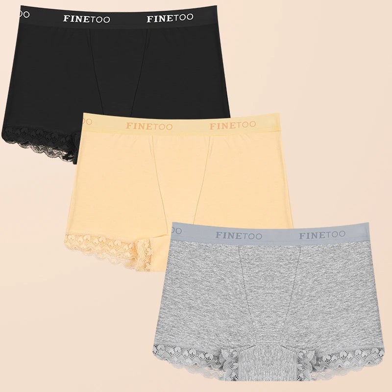 3Pcs Women's Lace Panties Cotton boxer briefs Seamless Sports Boxers Underwear Female Briefs Lingerie Intimate Underpant S-XXL