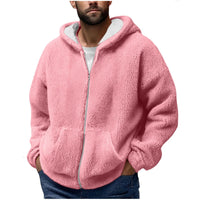 Men's Winter Zipper Hooded Fleece Sweatshirt with Pocket