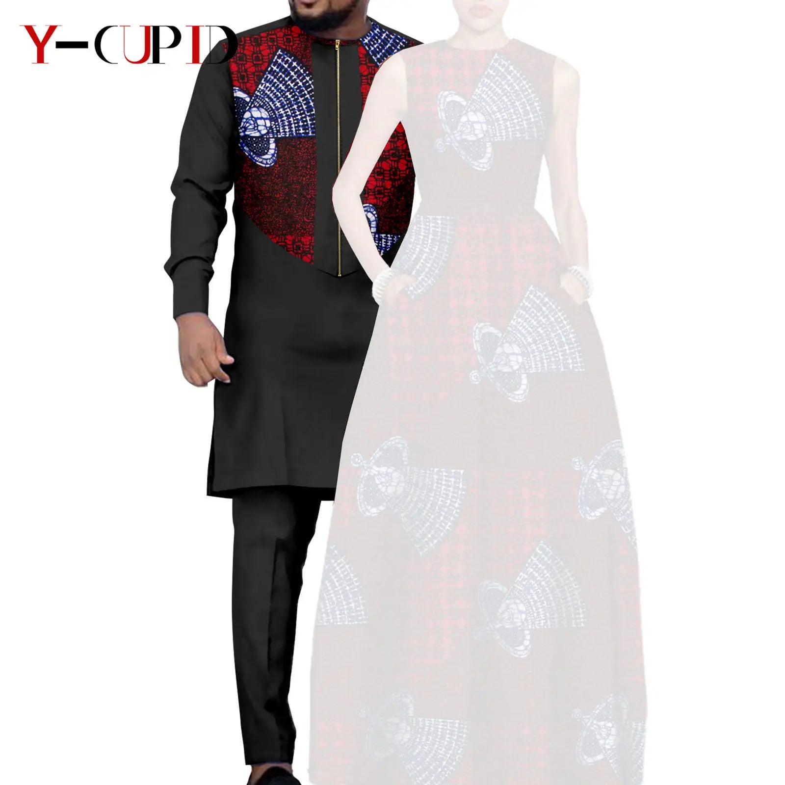 African Dresses for Matching Couple Outfits for Party Vestidos Y23C067
