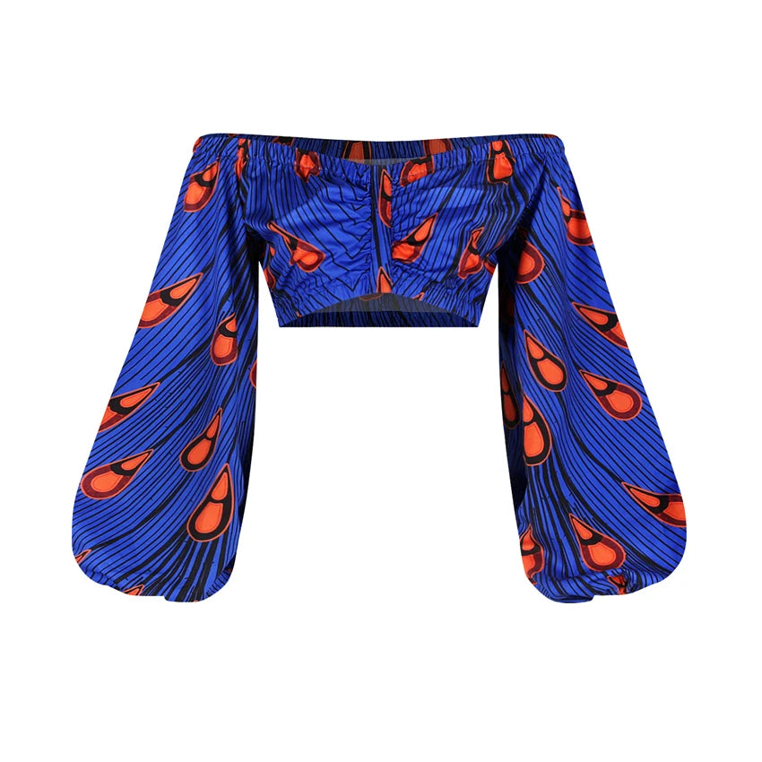 Afro Women 2-piece Set Lady Full Sleeve Shoulder Off