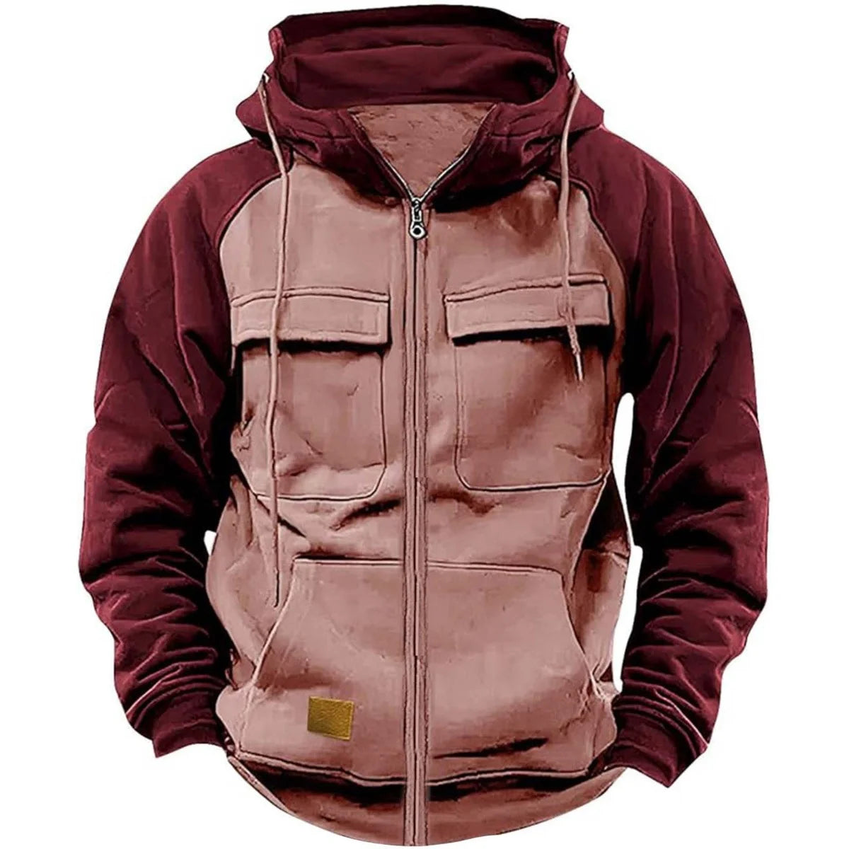 Men's Zipper Patchwork Fleece Sweatshirt