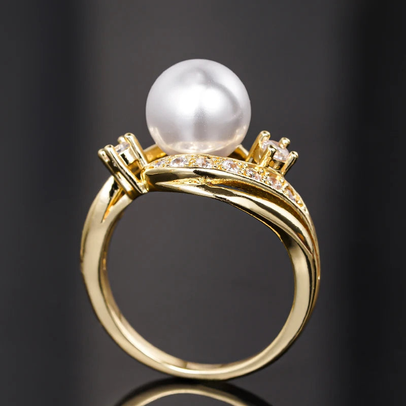 Huitan Gold Color Women Wedding Rings