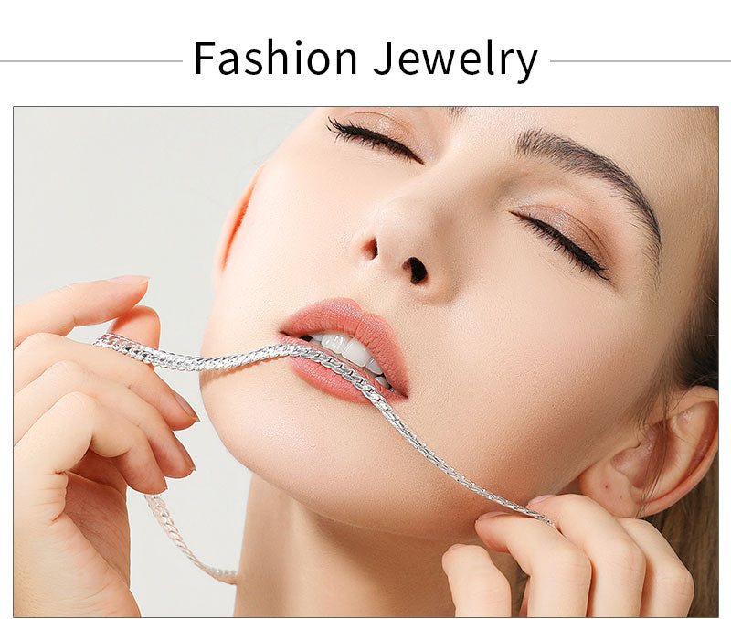 18K Gold/Silver Color 6mm Full Sideways Necklace 8/18/20/24 Inch