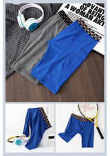 Mens Quick-drying Underpant Long Legs U Convex Pouch Boxers With Side Pockets Sports Breathable Running Wear Resistant Panties