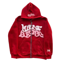 Zipper Hooded Sweatshirt With Retro American Letters