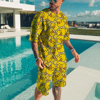 Cute Duck 3D Printed T-Shirt Shorts Set