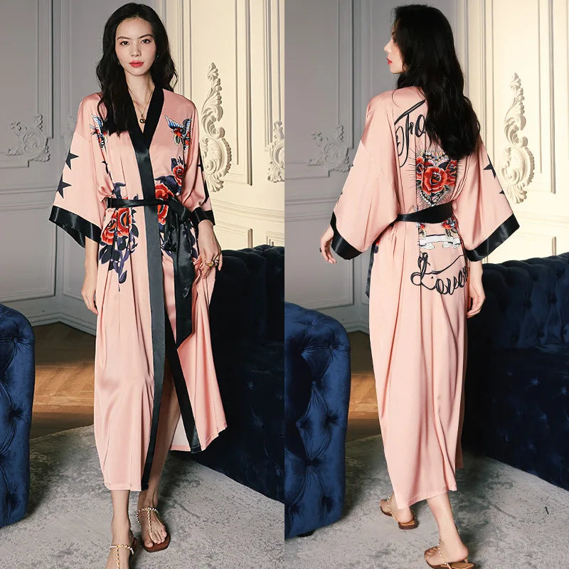 Summer Ice Silk Pajamas Bathrobes