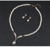 Personality flower Pearl Wedding Necklace Earring