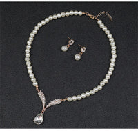 Personality flower Pearl Wedding Necklace Earring