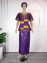 MD African Dresses For Women Embroidery 2PCS Tops Dresses Ankara Rich Robes Traditional Party Wedding Ramadan Church Clothes