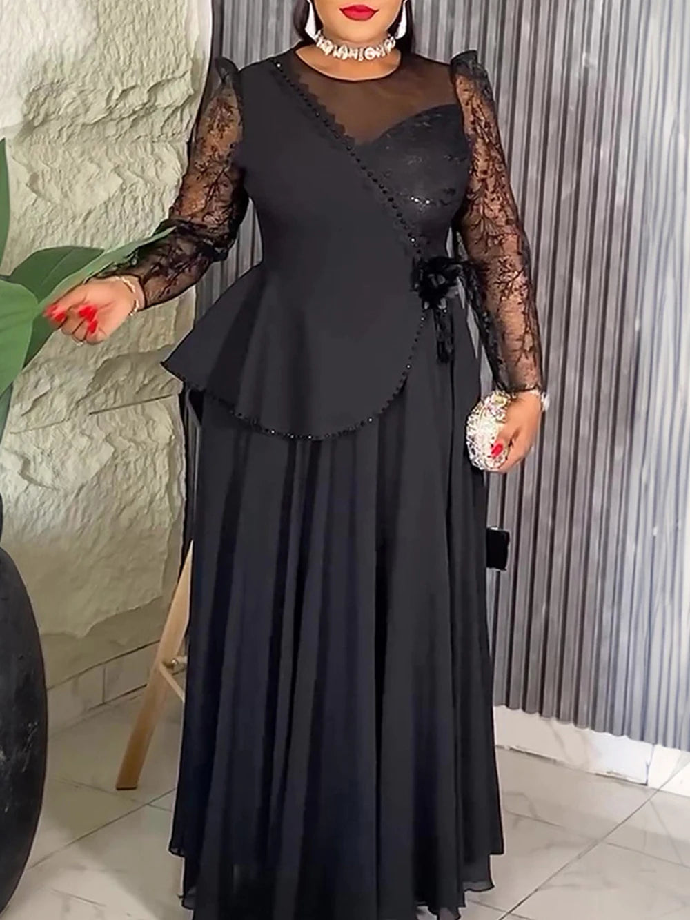 African Dresses For Women Long Sleeve Chiffon Maxi Robe 2025 Africa Clothing Dubai Turkey Kaftan Abayas Wedding Birthday Gowns