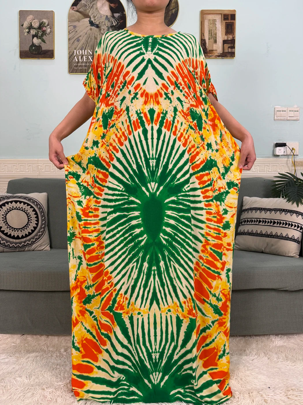 African Dresses For Women 2025 Floral Cotton Loose Femme Robe O-neck Muslim Islam Abaya Sets With 160x80cm Shawl Hijabs Scarf