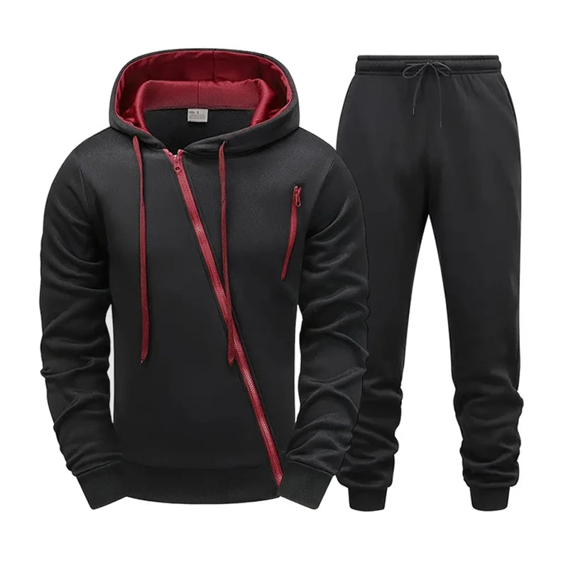 Mens Tracksuit Solid Color Casual Zipper Sweatshirts Daily Sports Jogging Hoodies Mens Clothing Single Piece Jacket Tops Pants