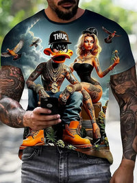 Cartoon Funny Duck Print Overszied T Shirt