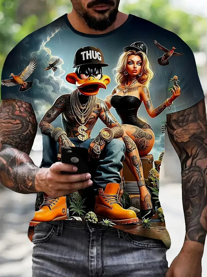 Cartoon Funny Duck Print Overszied T Shirt