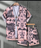 Men 3D Printed Retro Hawaiian Shirt Set
