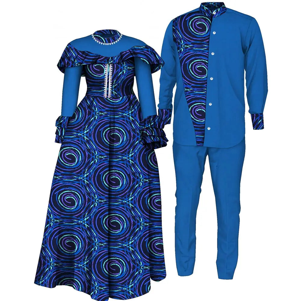 African Couple dress Top and Pants Suits - Wyq1093