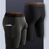 Mens Quick-drying Underpant Long Legs U Convex Pouch Boxers With Side Pockets Sports Breathable Running Wear Resistant Panties