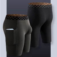 Mens Quick-drying Underpant Long Legs U Convex Pouch Boxers With Side Pockets Sports Breathable Running Wear Resistant Panties