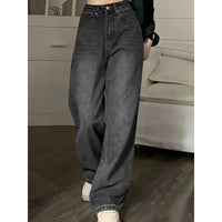 High Waist Gray Goth Straight Leg Pants