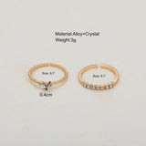 2pcs/set Gold Color Heart Zircon Rings