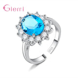 Elegant Fashion Sunflower 925 Sterling Silver Color Wedding Engagement Rings