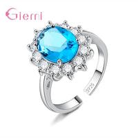 Elegant Fashion Sunflower 925 Sterling Silver Color Wedding Engagement Rings
