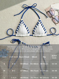 2 Pcs Blue & White Bikini Swimsuit