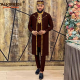 African Clothes for Men Agbada , Shirts, Pants, and  Hats 4 Piece Set - A2216013