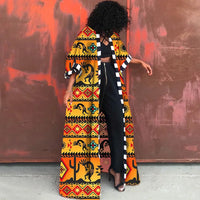 African Ethnic Print Loose Long Trench Coat Streetwear