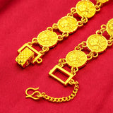 24K Gold Rose Bracelet AU999 Pure Gold 3D blooming rose design