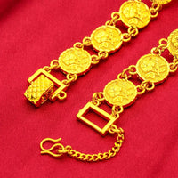 24K Gold Rose Bracelet AU999 Pure Gold 3D blooming rose design