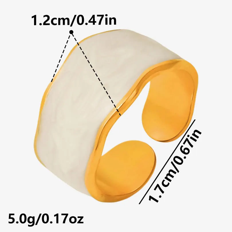 Elegant Ring Enamel Stainless Steel Rings For Women Men Accessories Flower Plant Jewelry Real Gold