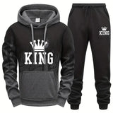 King Printing Mens Tracksuit Splash-ink Hooded Sweatshirts Casual Sports Jogging Mens Clothing Fashion Single Piece Tops Pants
