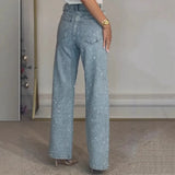 High Waist Straight Diamonds Pants