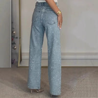 High Waist Straight Diamonds Pants