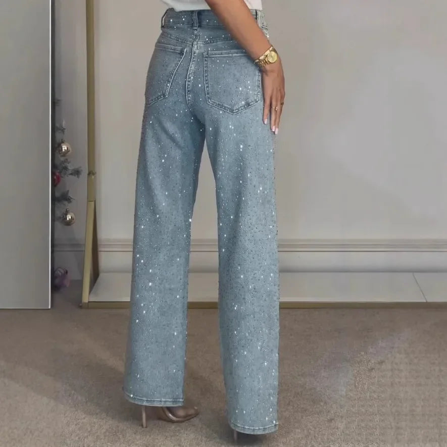 High Waist Straight Diamonds Pants