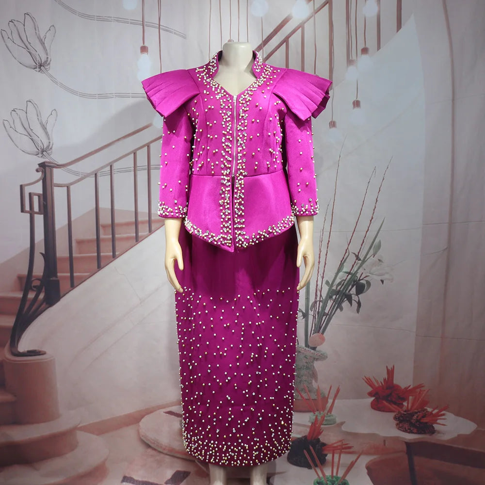 African women's elegant dress Mesh fabric