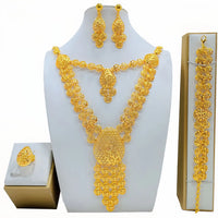 24K real gold  9999 yellow gold Jewelry suit Long Necklace suit Bracelet