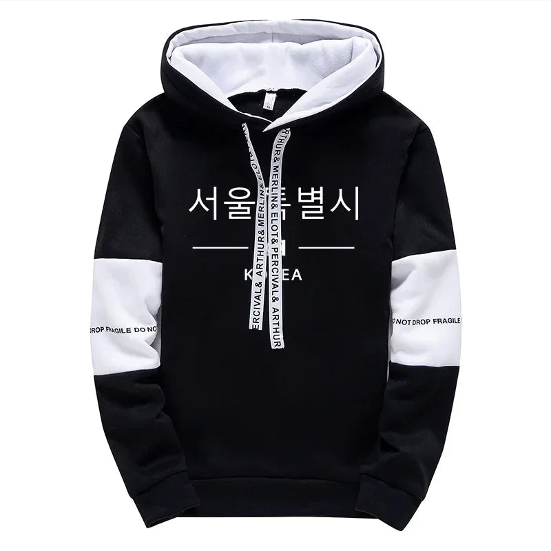 Mens Tracksuit Print Casual Sweatshirts Sportswear Outdoors Sports Jogging Mens Clothing Single Piece Hoodie Pants Korean Style