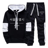 Mens Tracksuit Print Casual Sweatshirts Sportswear Outdoors Sports Jogging Mens Clothing Single Piece Hoodie Pants Korean Style