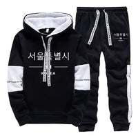 Mens Tracksuit Print Casual Sweatshirts Sportswear Outdoors Sports Jogging Mens Clothing Single Piece Hoodie Pants Korean Style