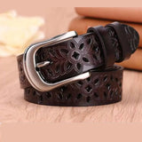 Leather Belts for Woman Belt Vintage Pin Buckle Strap Jeans Hollow Belt