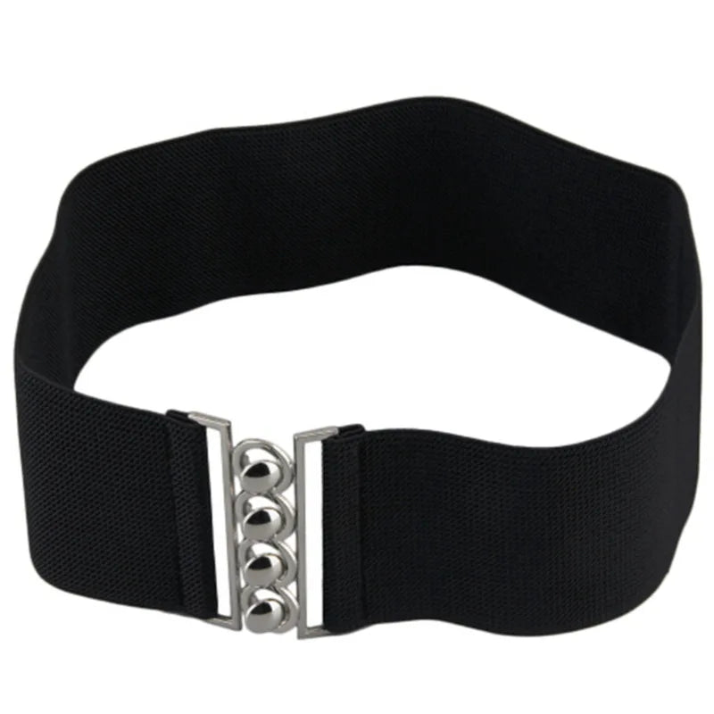Women’s Elastic Cinch Belt  Fashion Stretch Waist Band Clasp Buckle New Stretchy Retro Wide Waist Cinch Belt Waistband