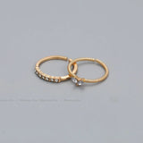 2pcs/set Gold Color Heart Zircon Rings