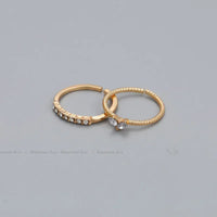 2pcs/set Gold Color Heart Zircon Rings